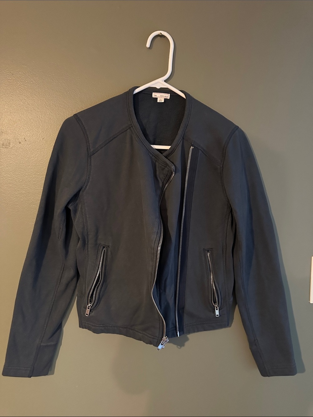 GAP Women’s Asymmetric Zipper Jacket - Dark Gray